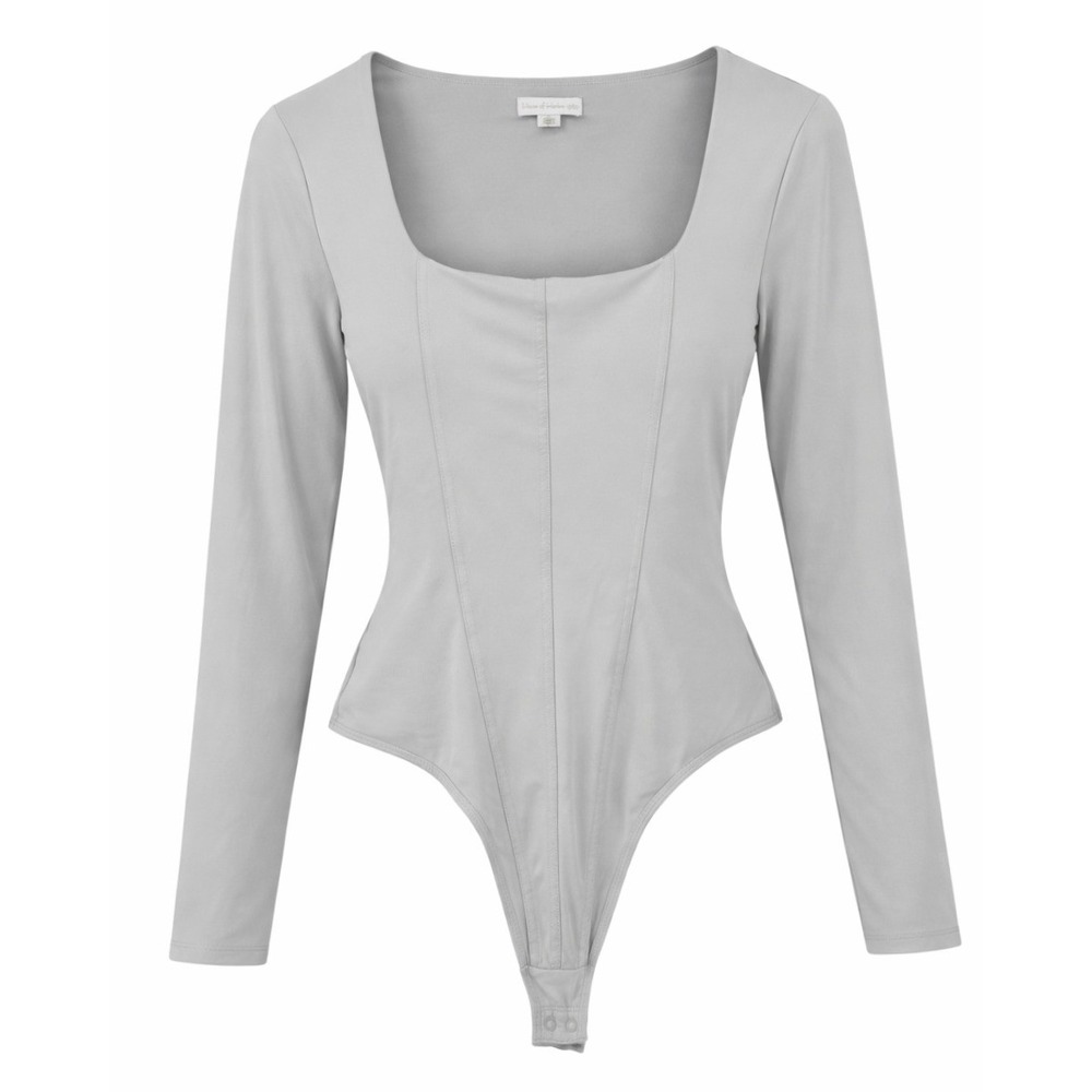 House of Harlow 1960 Womens Large Light Gray Corset Bodysuit